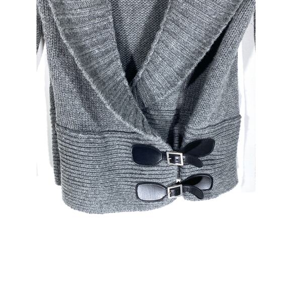 MODA International Gray Cardigan Sweater Shawl Collar Buckle Closure Womens S - Picture 3 of 5